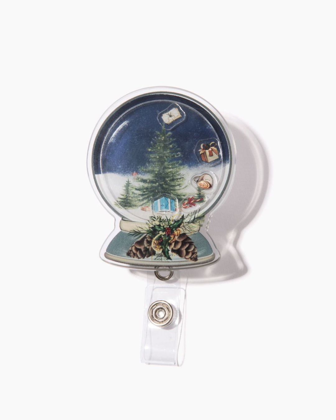 X-Mas Snow Globe Shaker Badge Reel